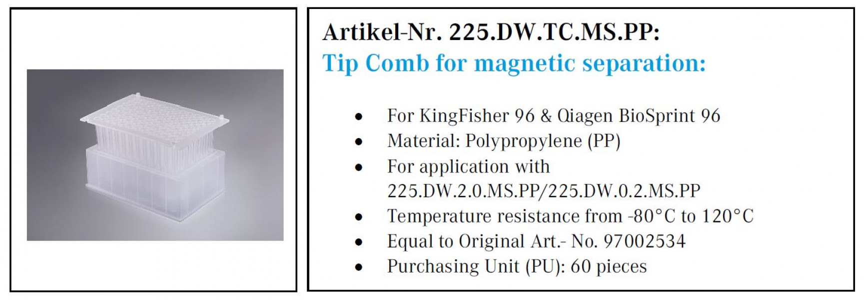 Tip Comb for magnetic separation